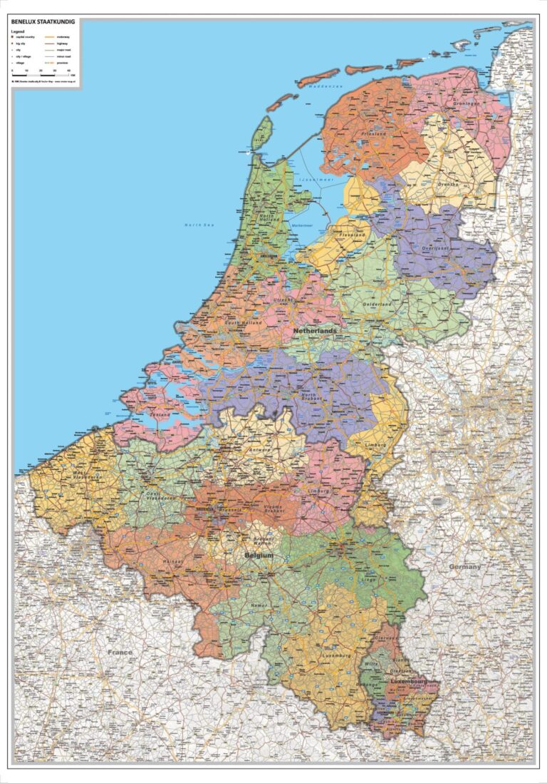 Kaart Benelux staatkundig