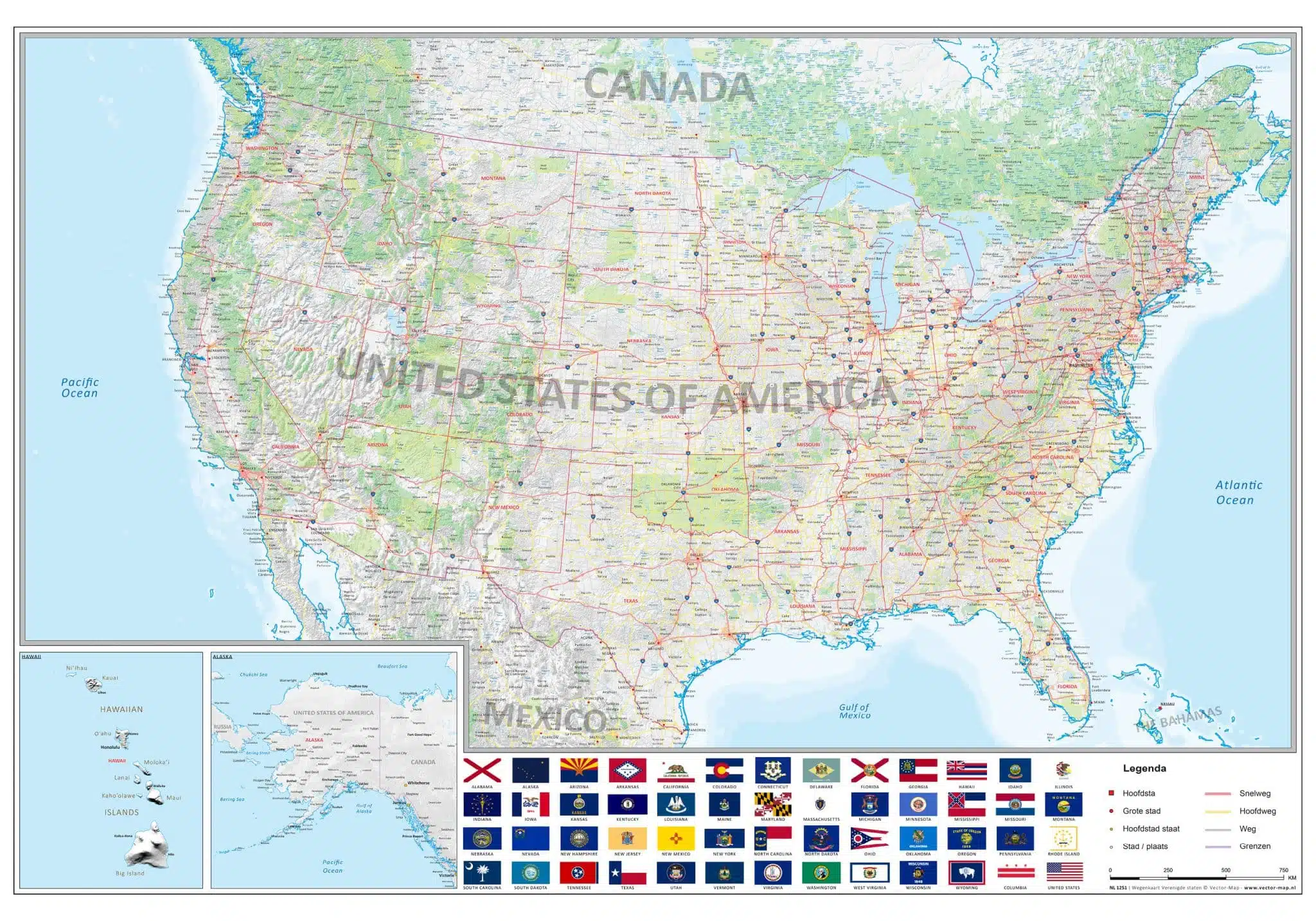 Wegenkaart Verenigde Staten