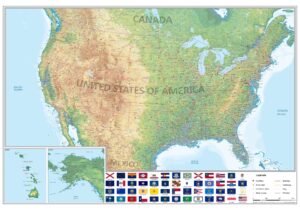 Kaart Verenigde Staten natuurkundig