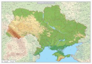 Kaart Oekraïne natuurkundig