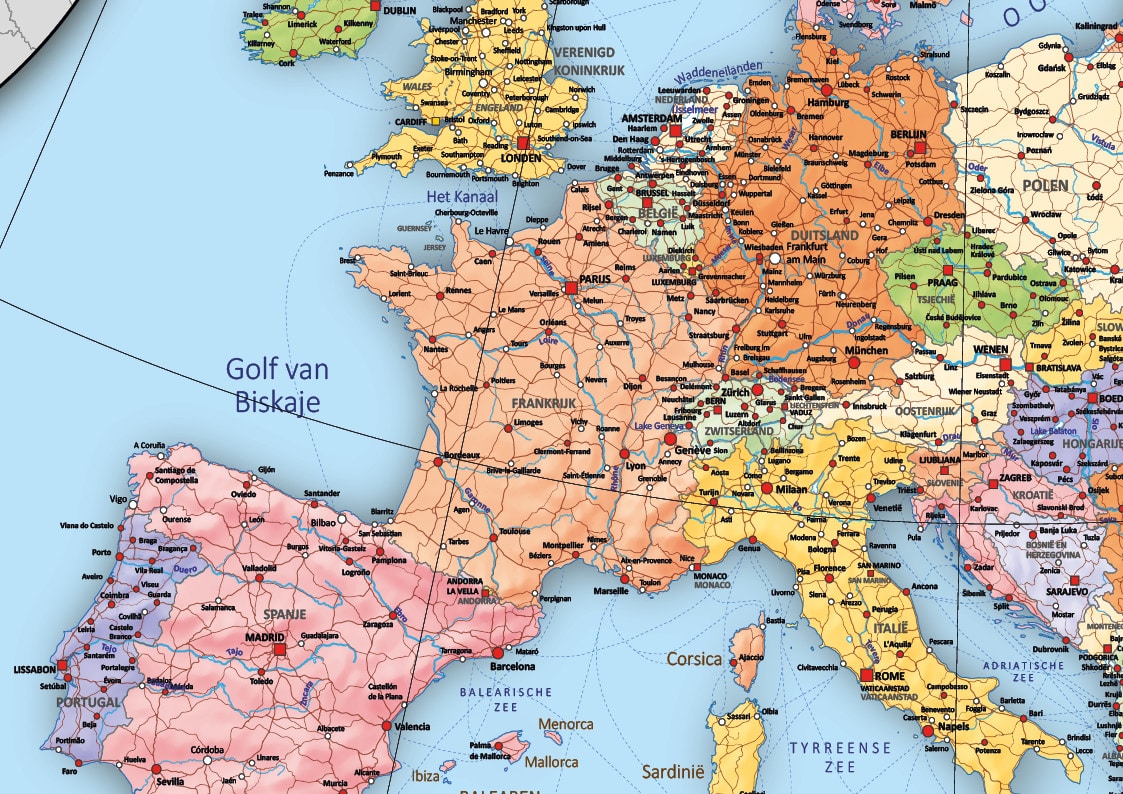 Gedetailleerde Kaart Europa Europa Kaarten Vector Map Gedetailleerde Kaart Europa Europa Kaarten Vector Map