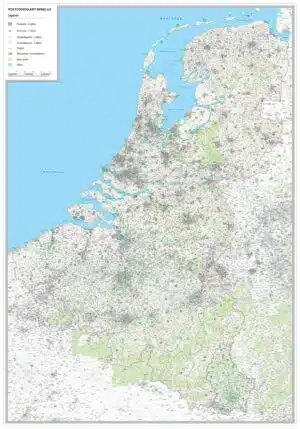 Gedetailleerde postcodekaart Benelux