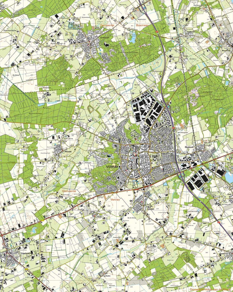 Topografische Kaart 52B Venray Digitaal | Topografische Kaarten Vector Map