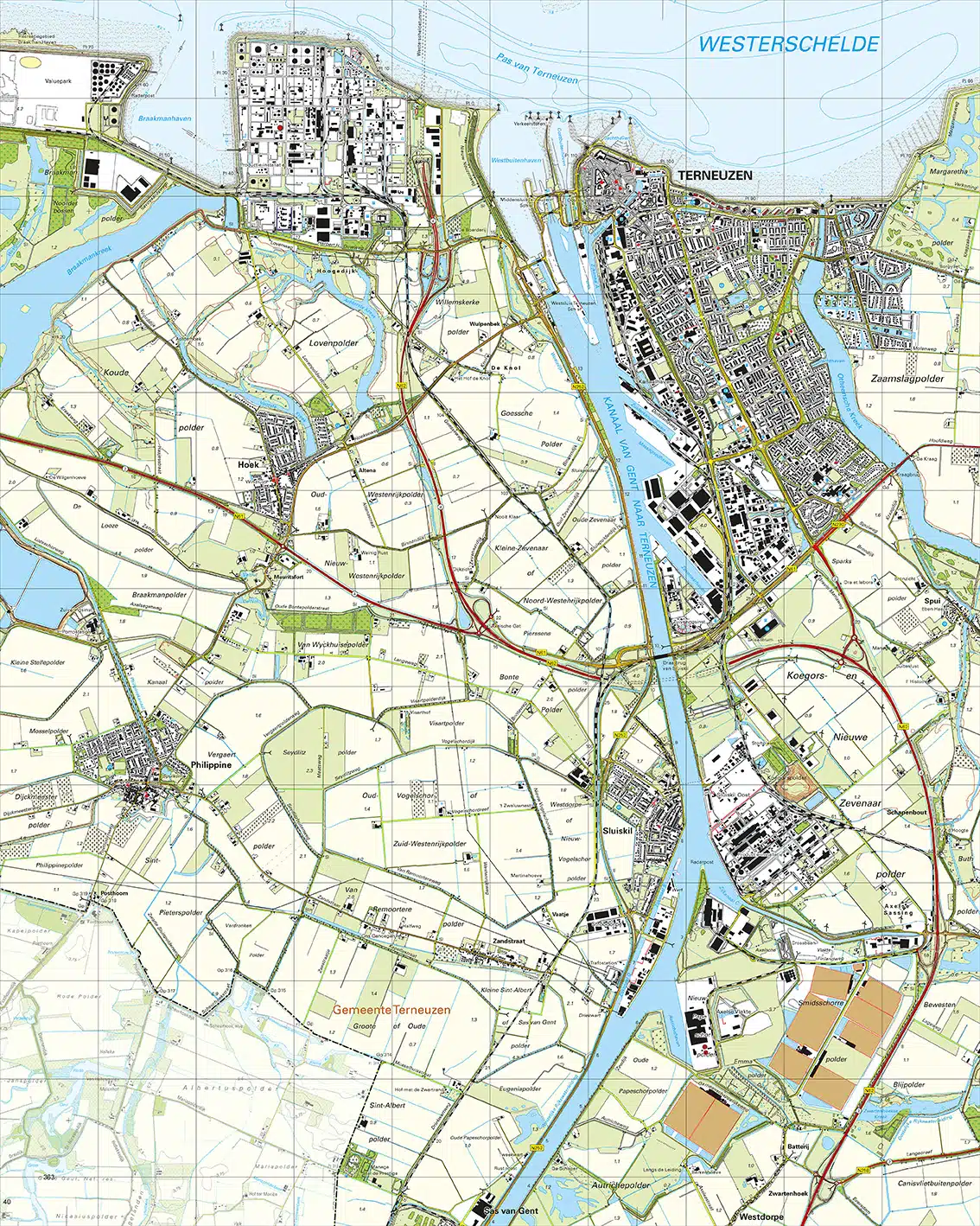 Topografische Kaart 54E Terneuzen digitaal