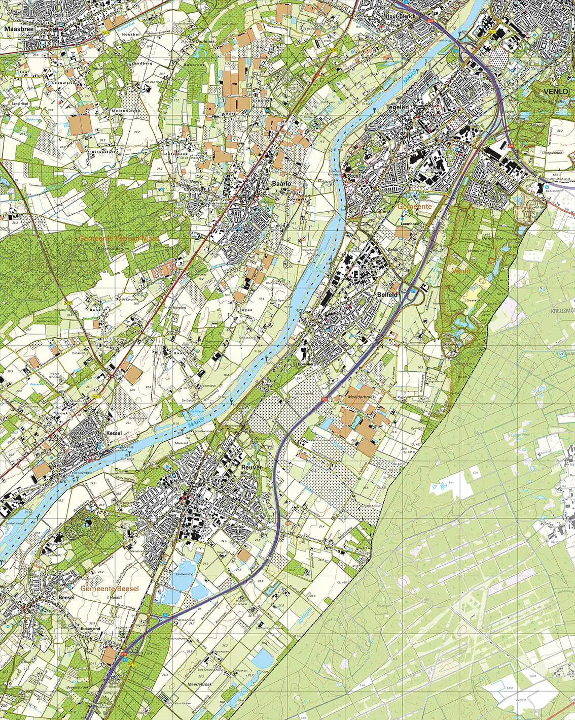 Topografische Kaart 58E Tegelen digitaal