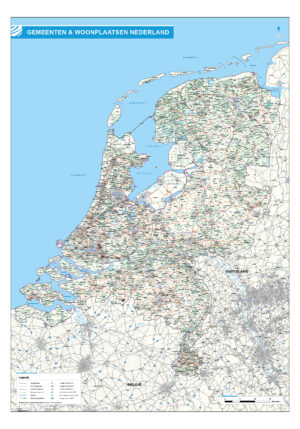 Gemeenten & woonplaatsen kaart Nederland
