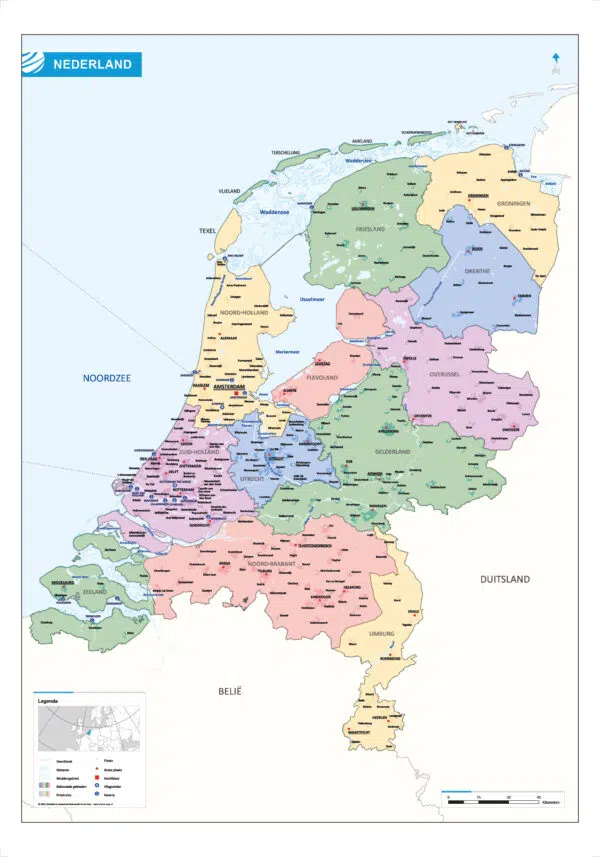 Gedetailleerde Provinciekaart Nederland Landkaarten Nederland Vector Map