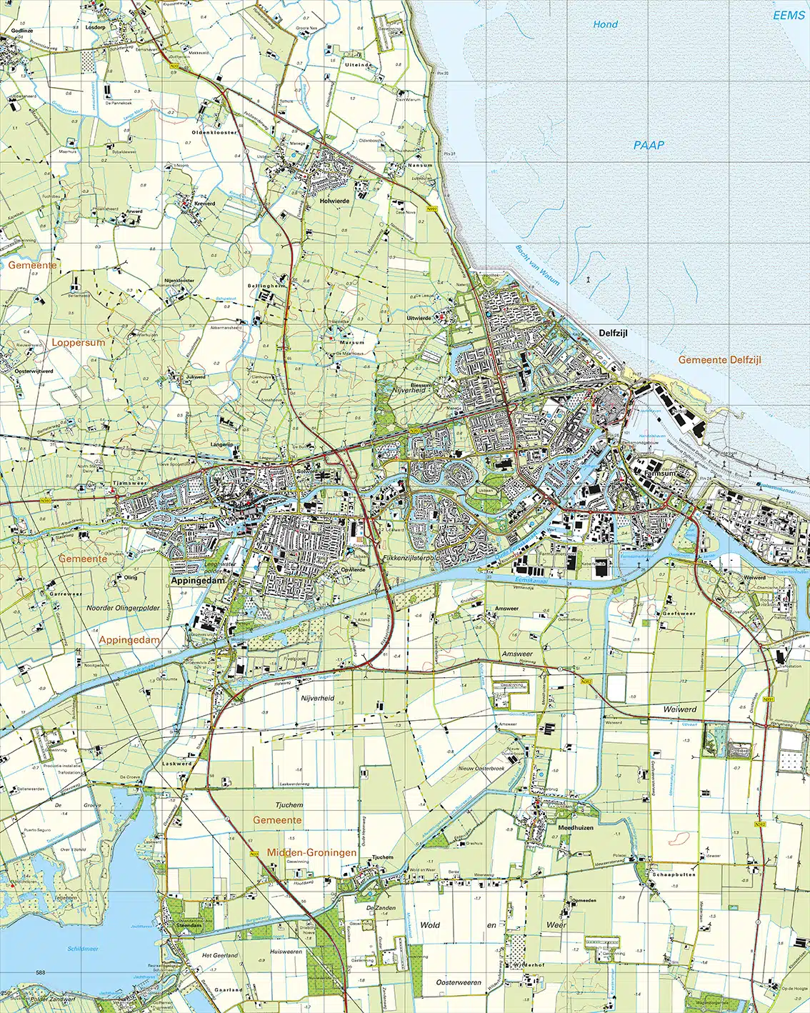 Topografische Kaart 07F Delfzijl digitaal