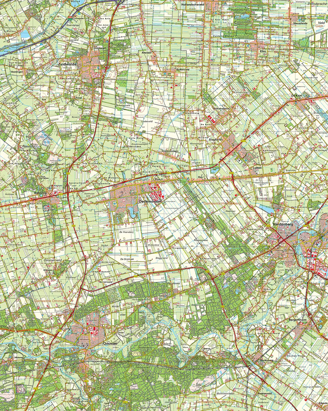Topografische kaart 22W Dedemsvaart digitaal