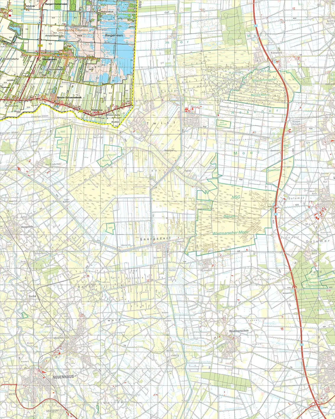 Topografische kaart 23W Schoonebeek digitaal