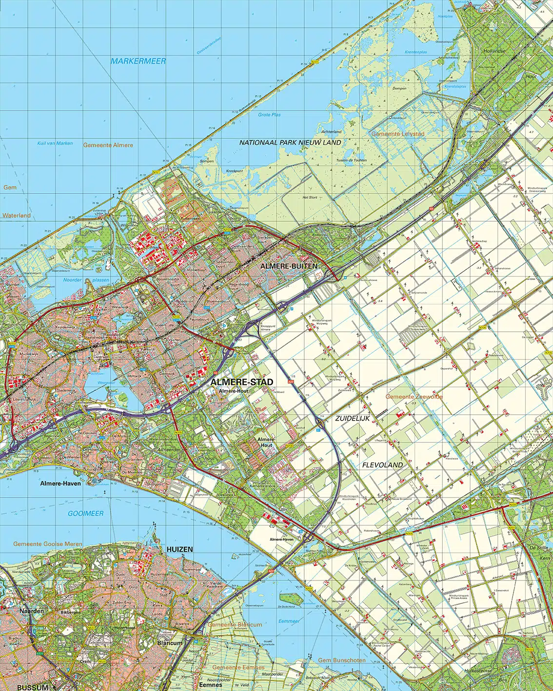 Topografische kaart 26W Almere digitaal