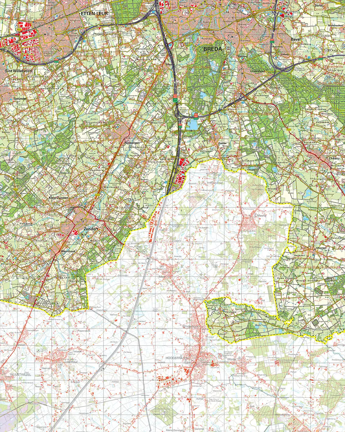 Topografische kaart 50W Breda digitaal
