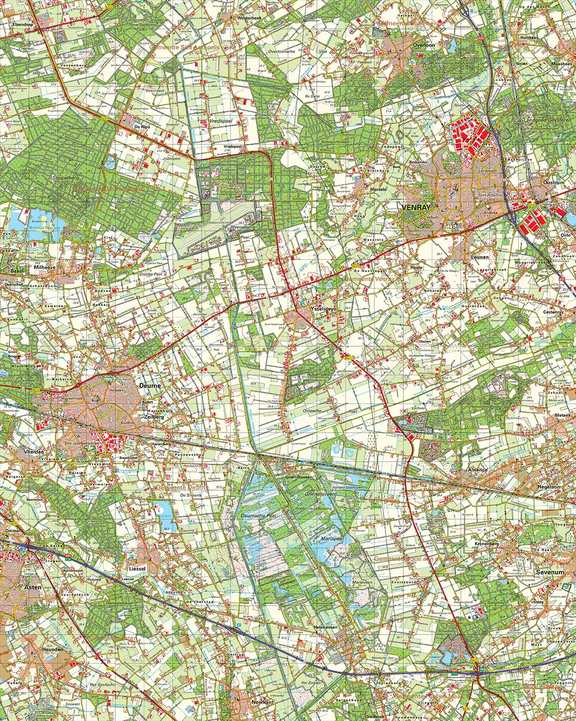 Topografische kaart 52W Venray digitaal