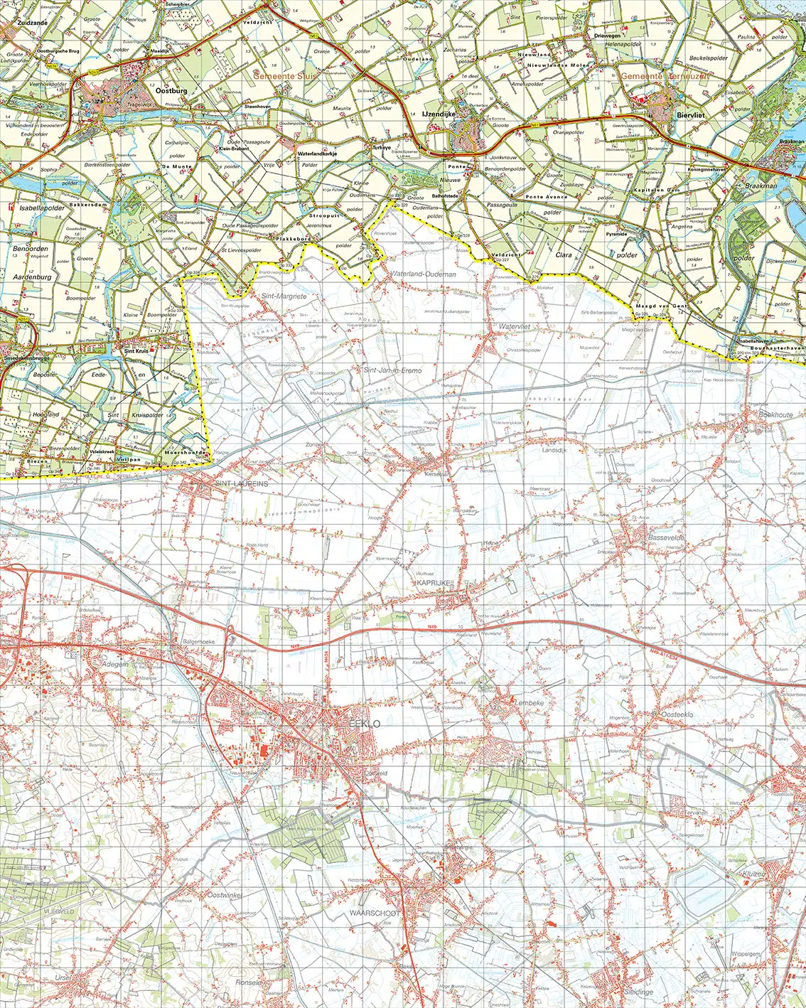 Topografische kaart 54W Oostburg digitaal