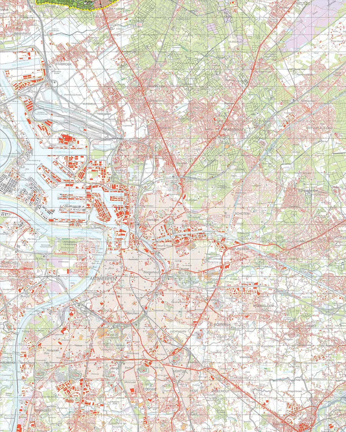 Topografische kaart 55O Antwerpen digitaal