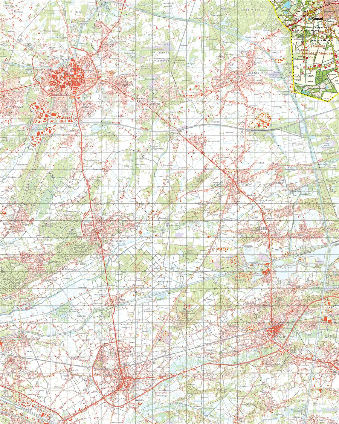 Topografische kaart 56O Reusel digitaal