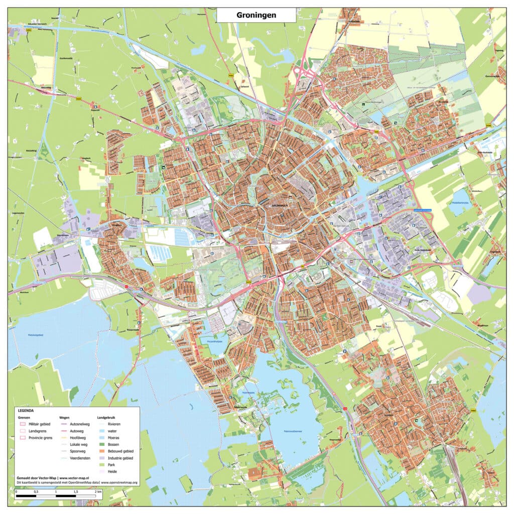 Kaart Groningen - Verken Onnen, Schelfshorst, Peizerwold en meer