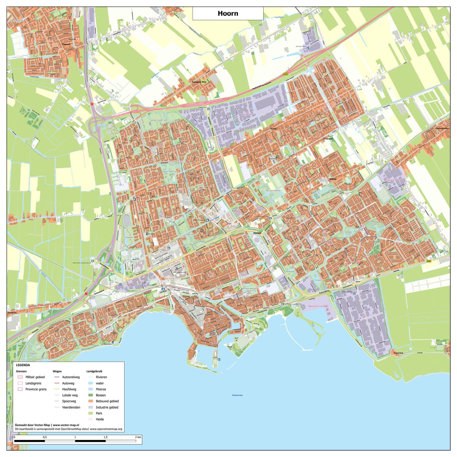 Kaart Hoorn Stedenkaarten Nederland Vector Map   NL 1339 Kaart Hoorn WEB 1536x1536 