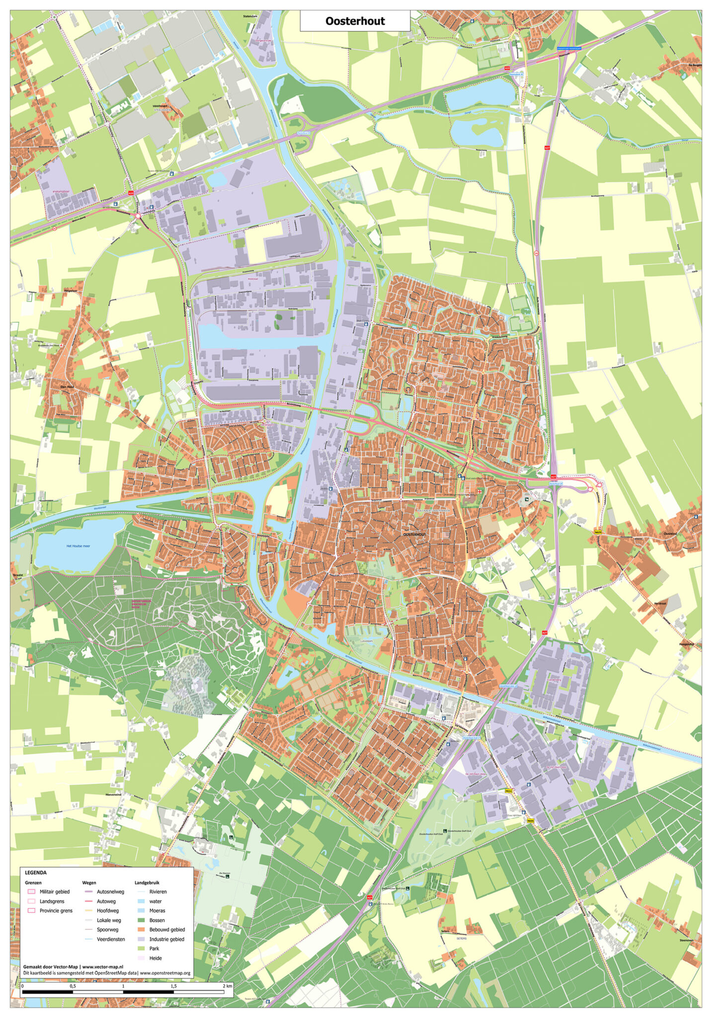 Kaart Oosterhout Stedenkaarten Nederland Vector Map