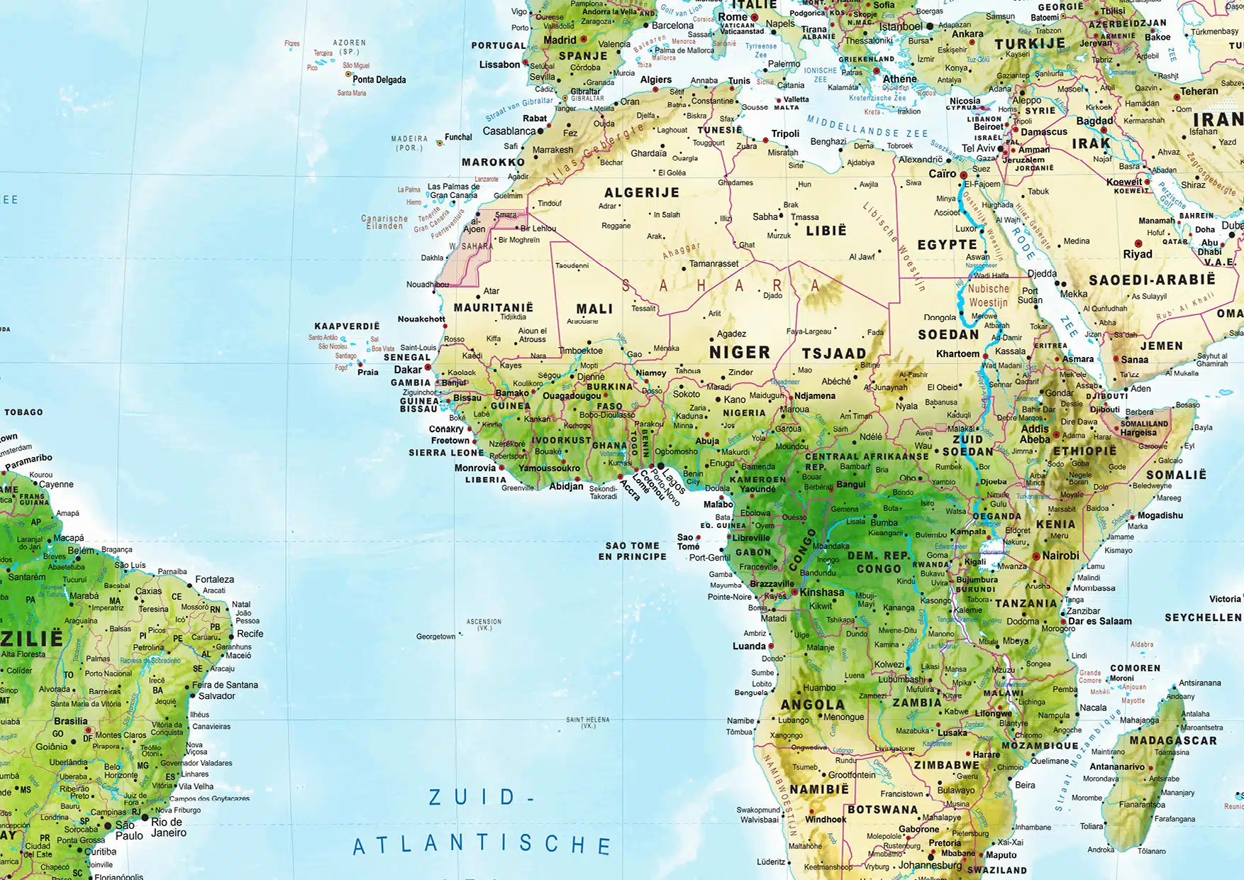 NL 1371 Wereldkaart Natuurkundig Environmental_DETAIL