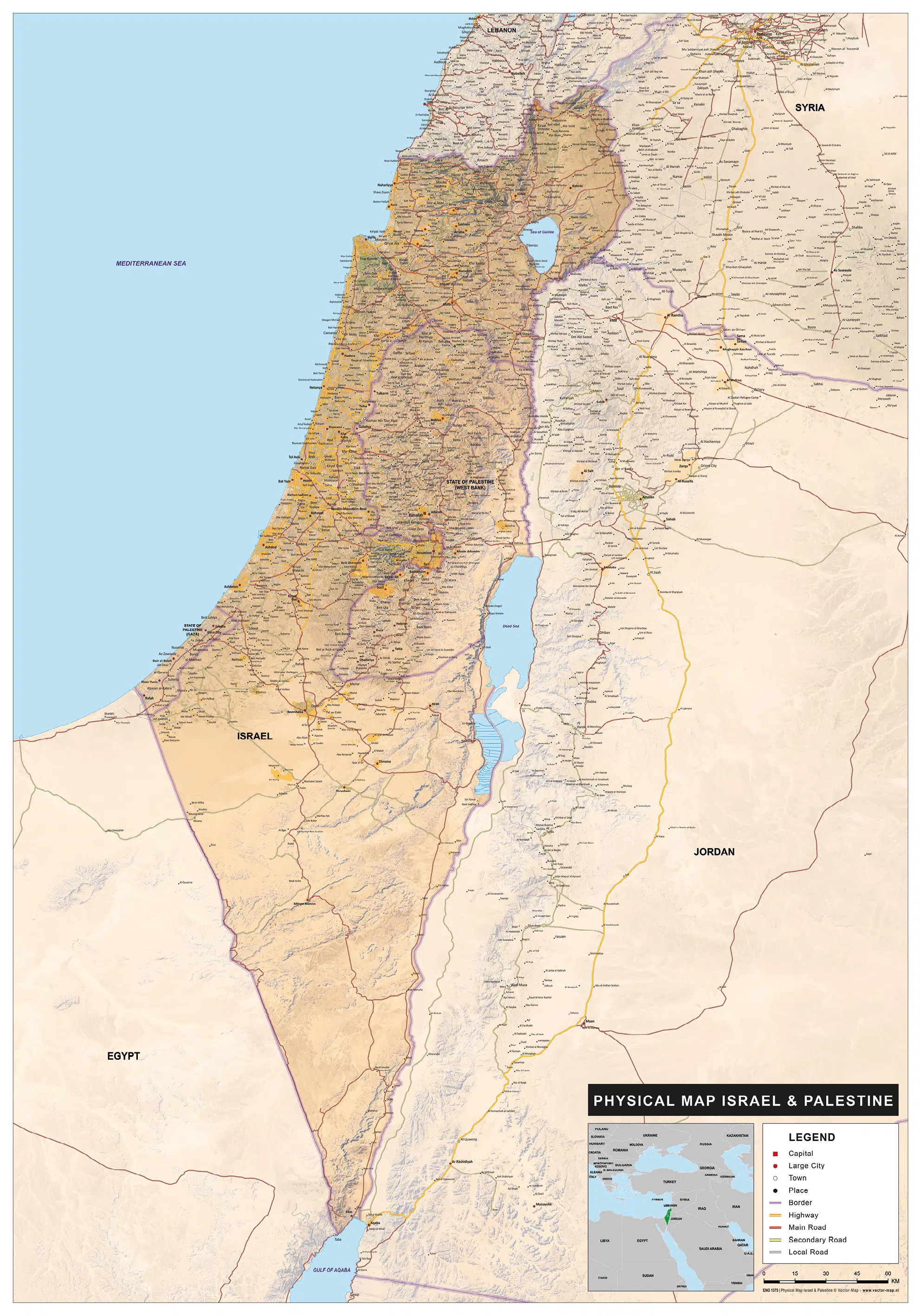 Kaart Israel & Palestine