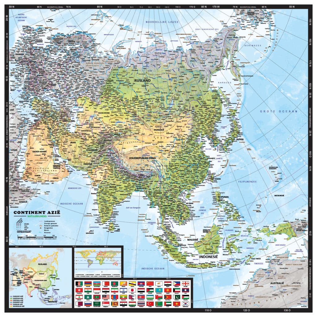 Kaart Azië Natuurkundig