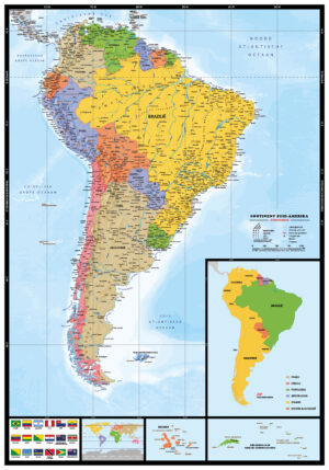 Kaart Zuid-Amerika Staatkundig