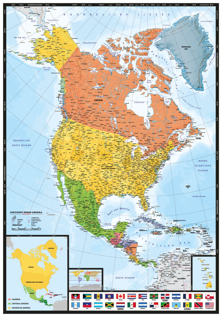 Kaart Noord-Amerika Staatkundig