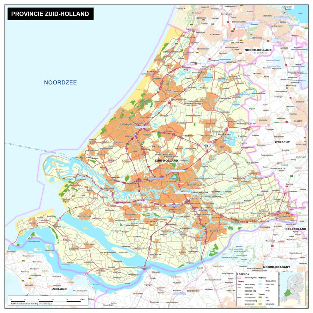 Kaart Zuid-Holland