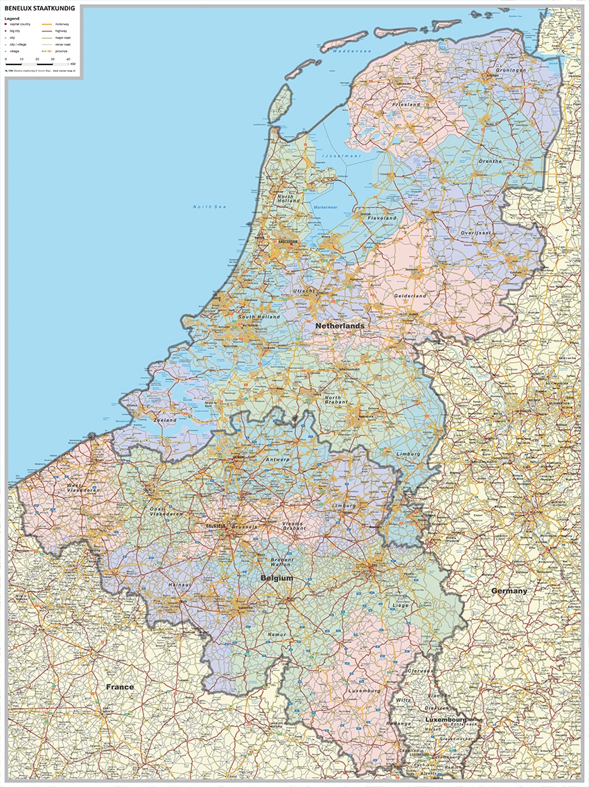 Staatkundige kaart Benelux