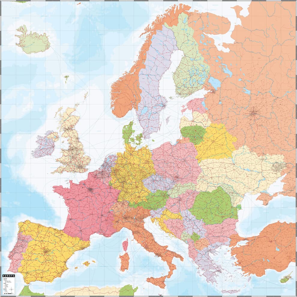 Kaart Europa met heldere kleuren
