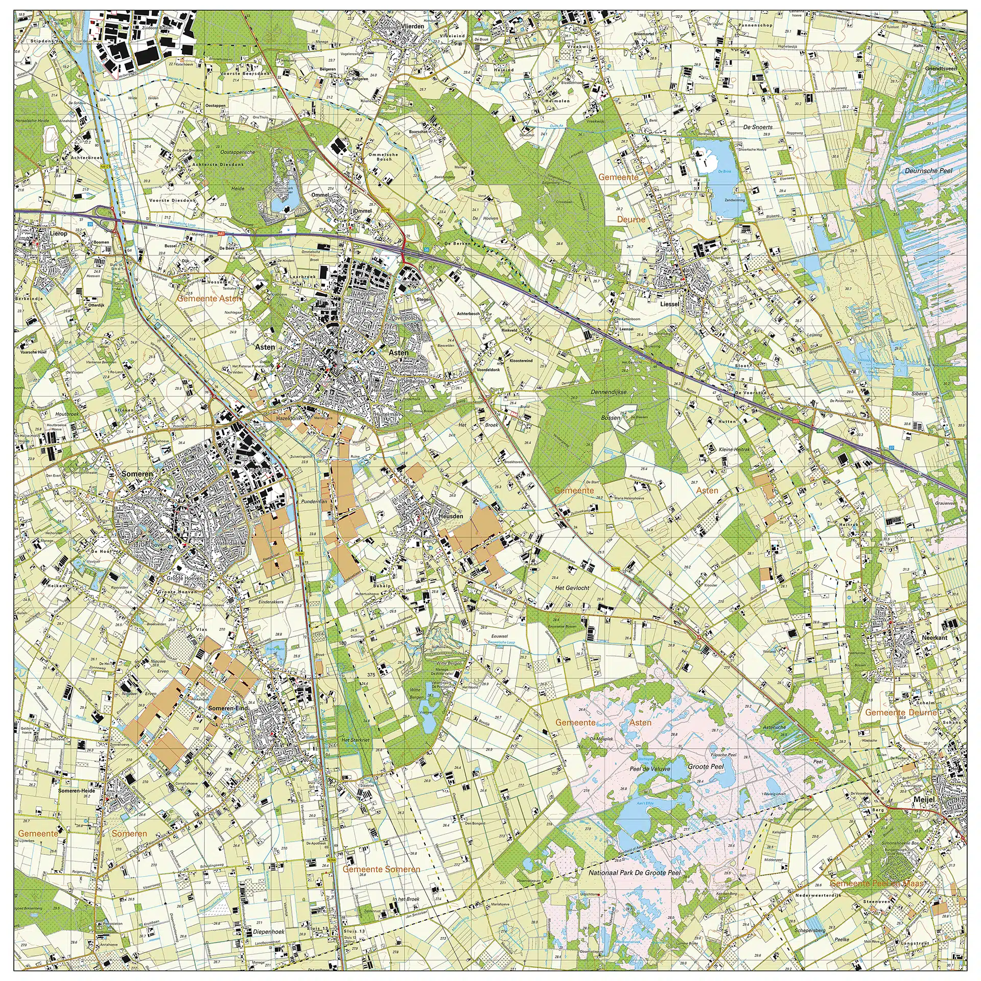 Topografische kaart Asten