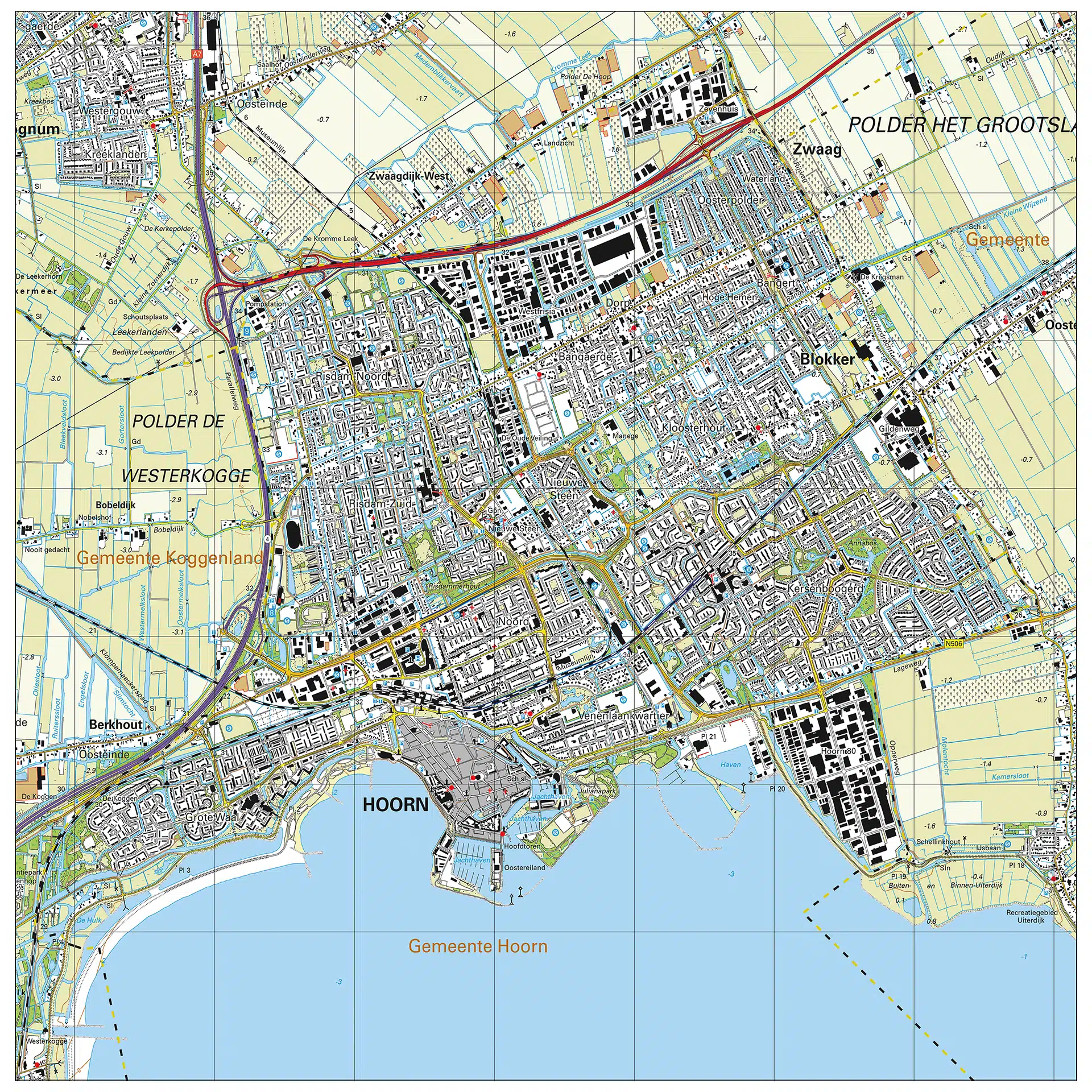 Topografische kaart Hoorn