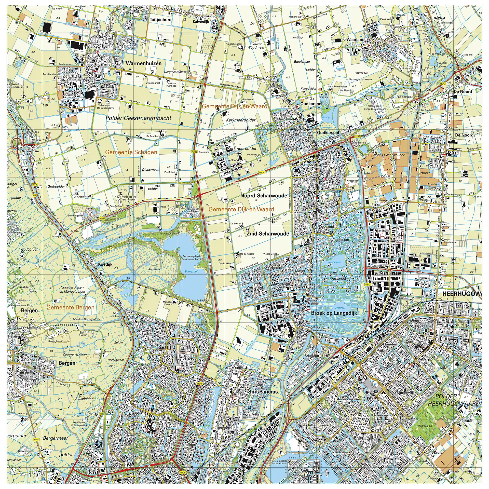 Topografische kaart Langedijk