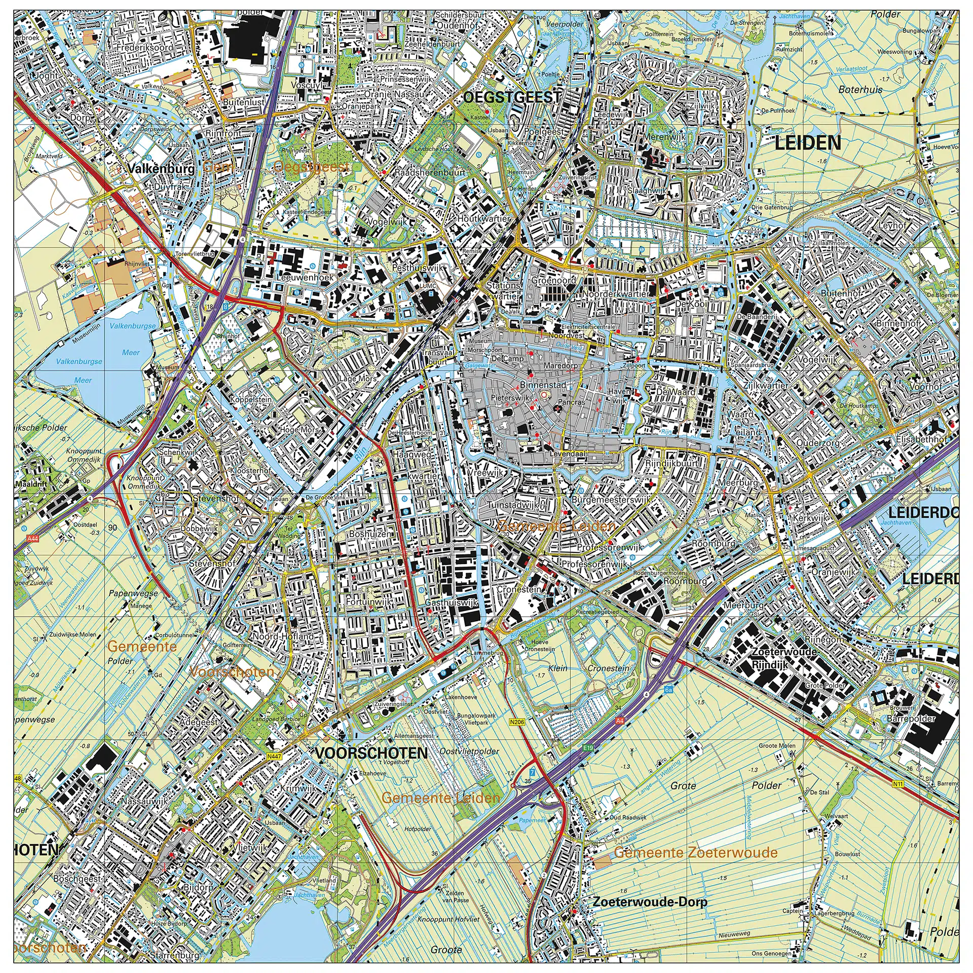 Topografische kaart Leiden