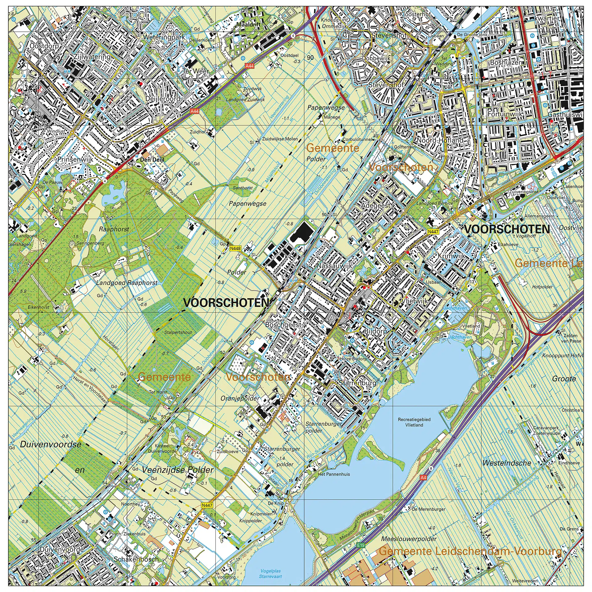 Topografische kaart Voorschoten