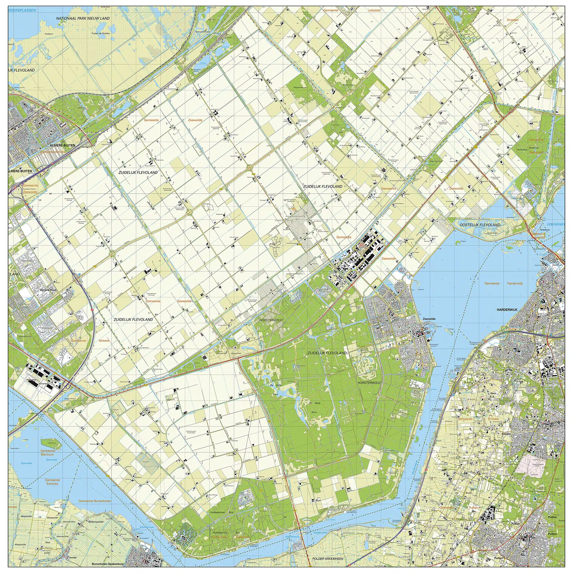 Topografische Kaart Zeewolde Gemeente Plattegronden Vector Map Topografische Kaart Zeewolde Gemeente Plattegronden Vector Map