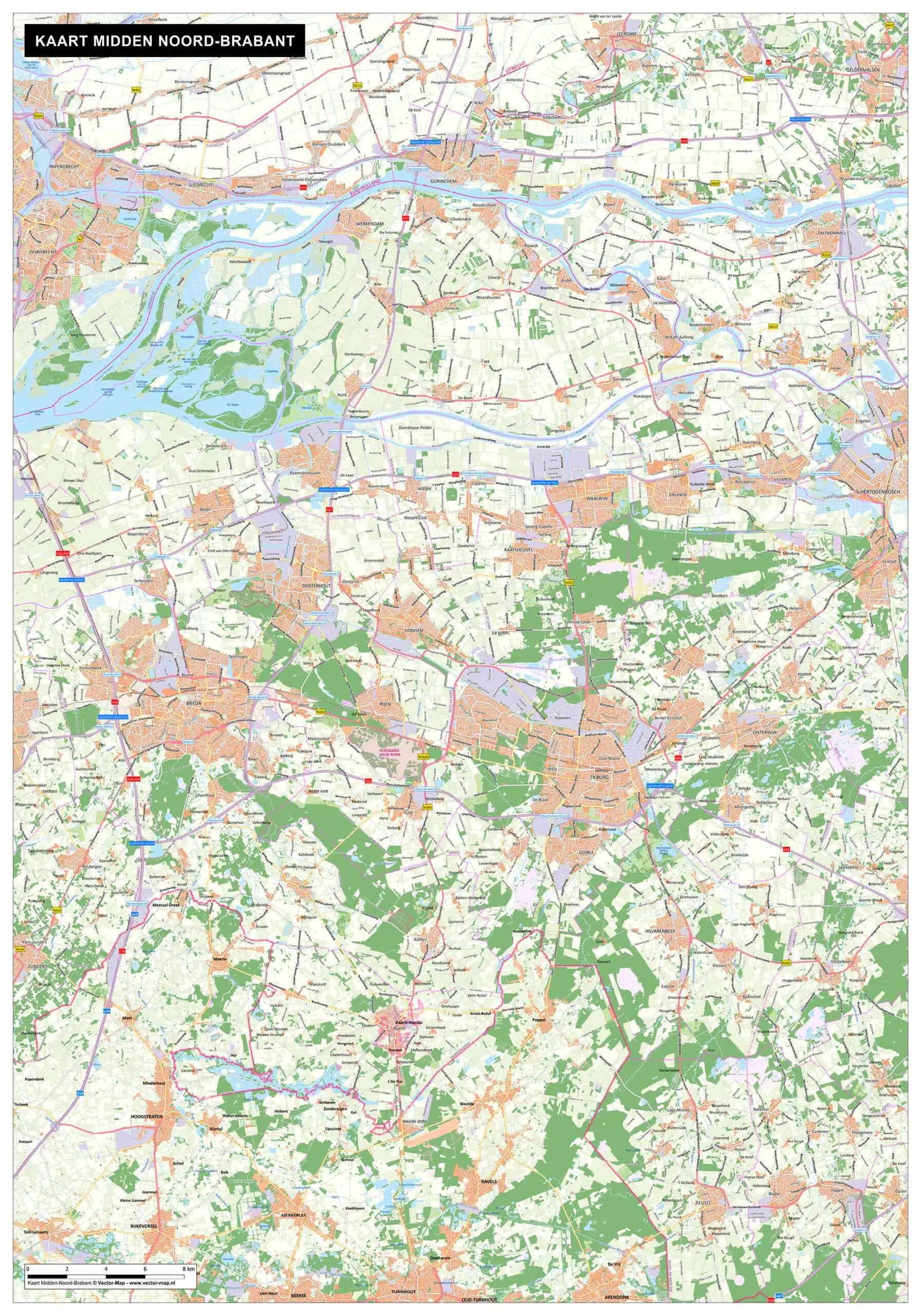 Kaart Midden Noord-Brabant