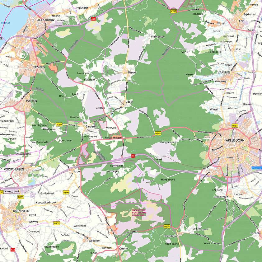 Kaart Veluwe Vector Map