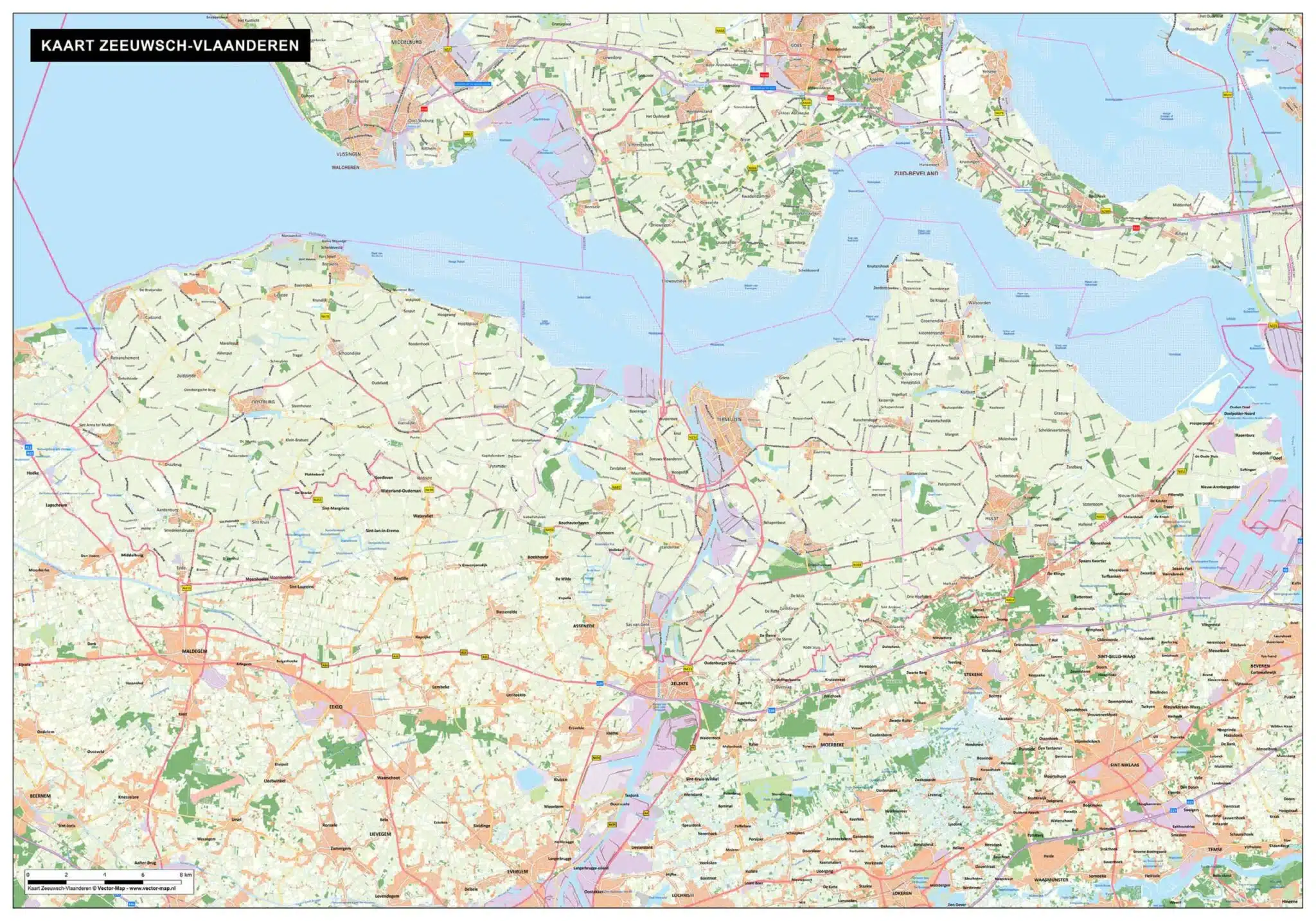 Kaart Zeeuwsch-Vlaanderen