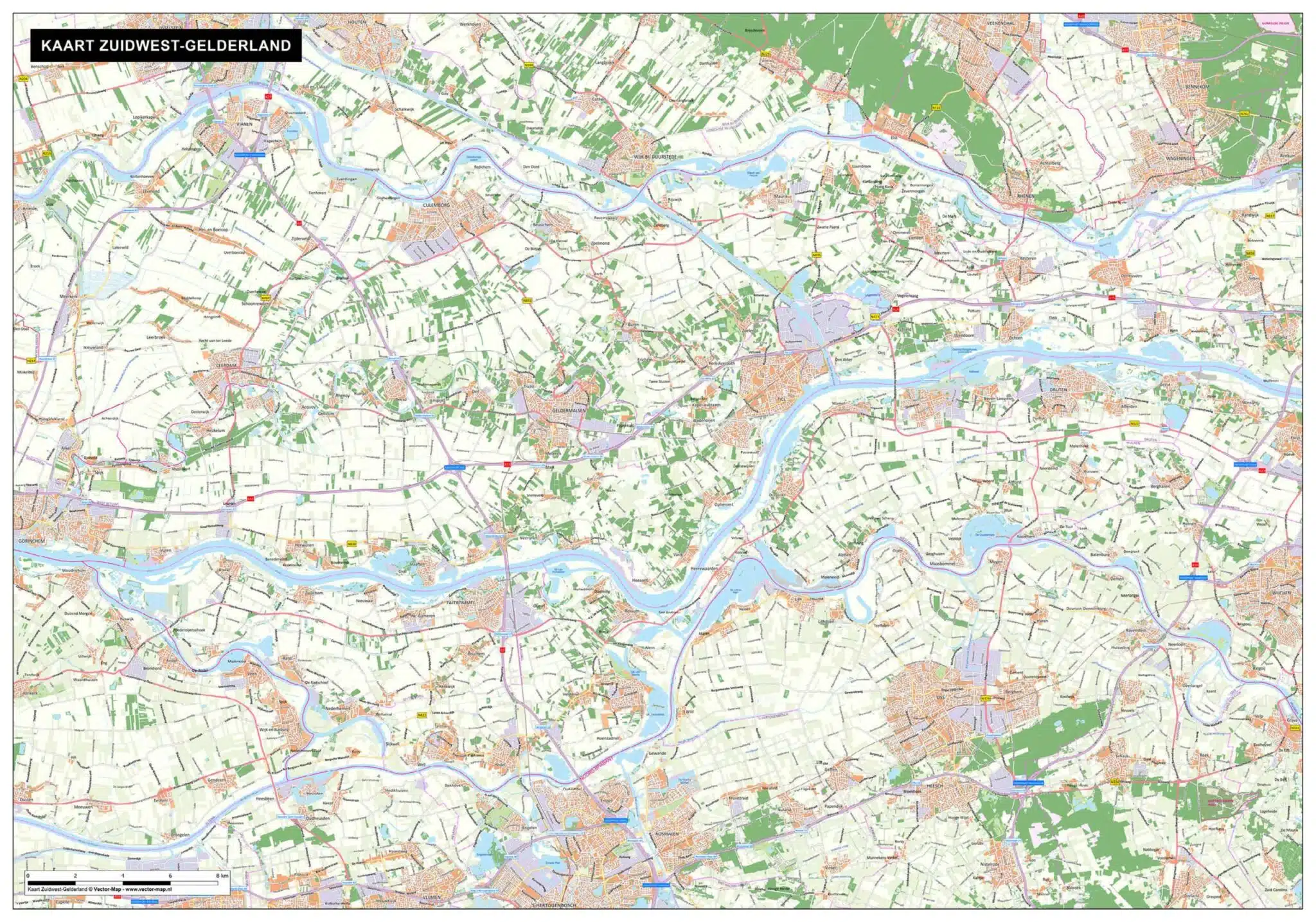 Kaart Zuidwest-Gelderland