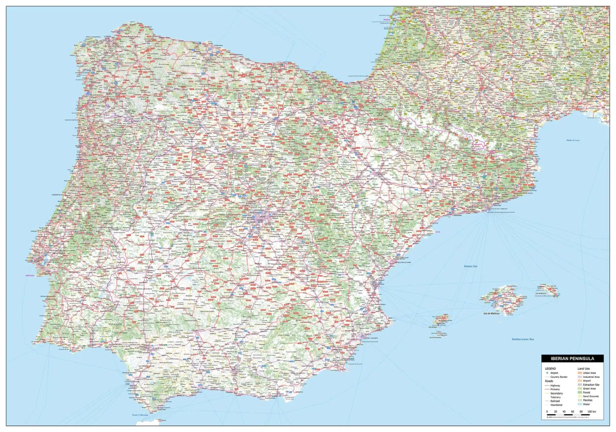 Kaart Spanje & Portugal