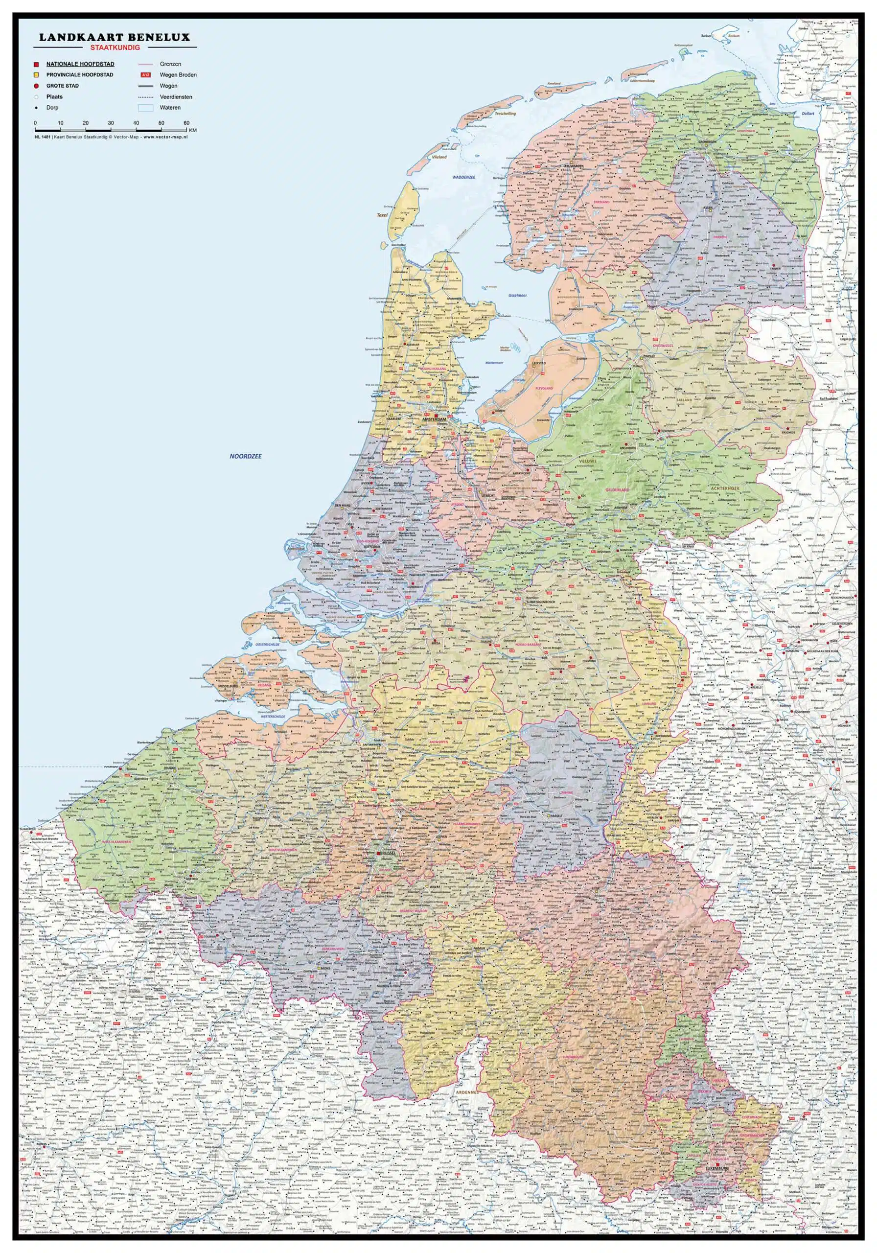 Kaart Benelux Staatkundig