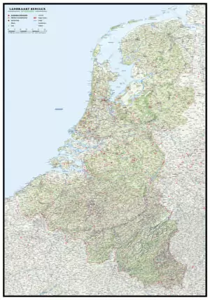 Kaart Benelux Natuurkundig