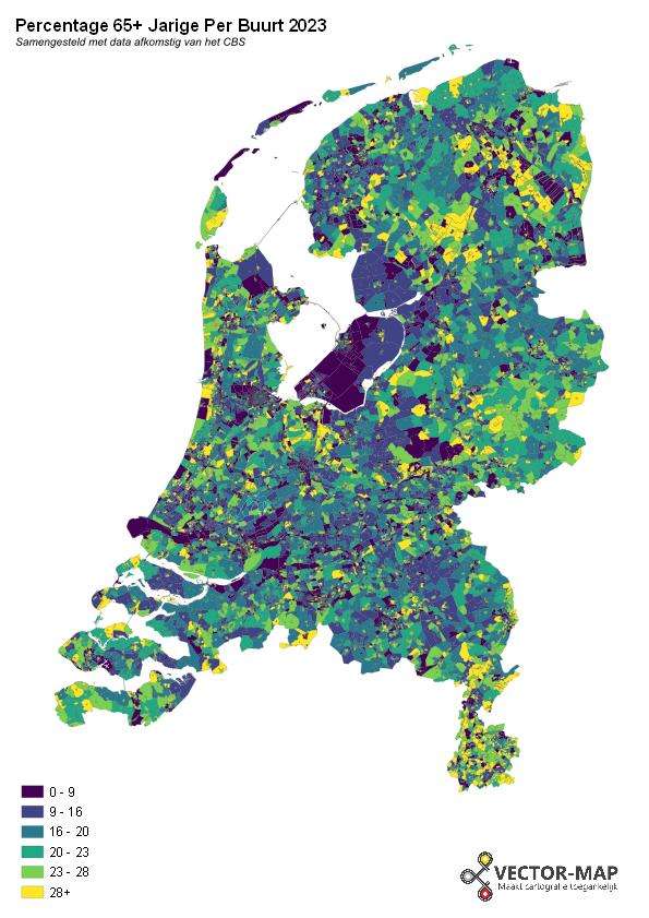 Percentage 65+ Jarige Per Buurt 2023